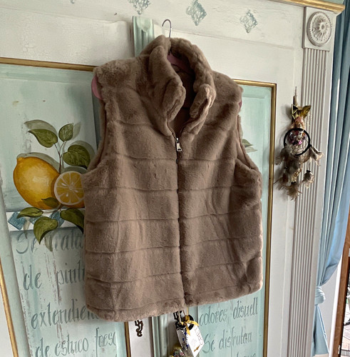 Damen kunstfell weste beige - damen,