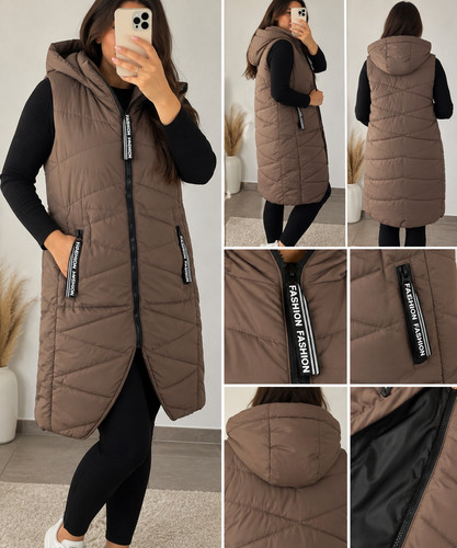 Damen steppweste lang mit - lang,