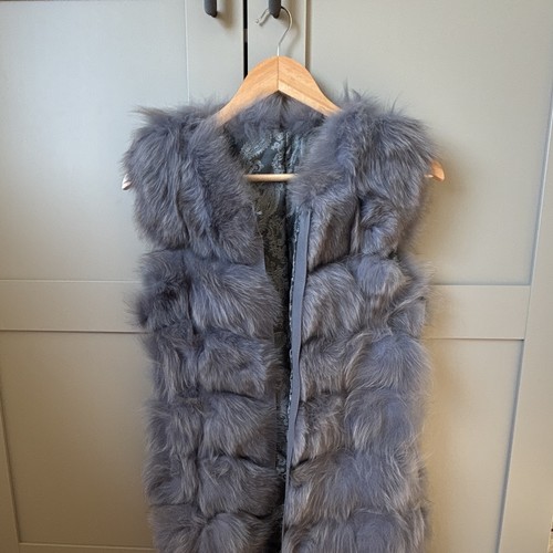 Damen pelz weste grau lang - damen,