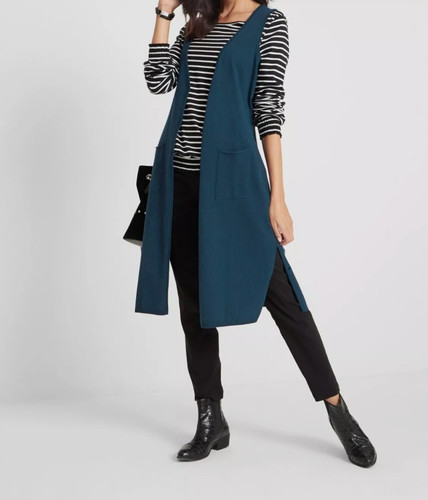 Damen weste blau lang - weste, jacke